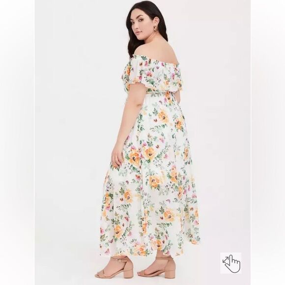 Torrid Butterfly and Floral Off Shoulder Maxi Dress - Picture 1 of 12